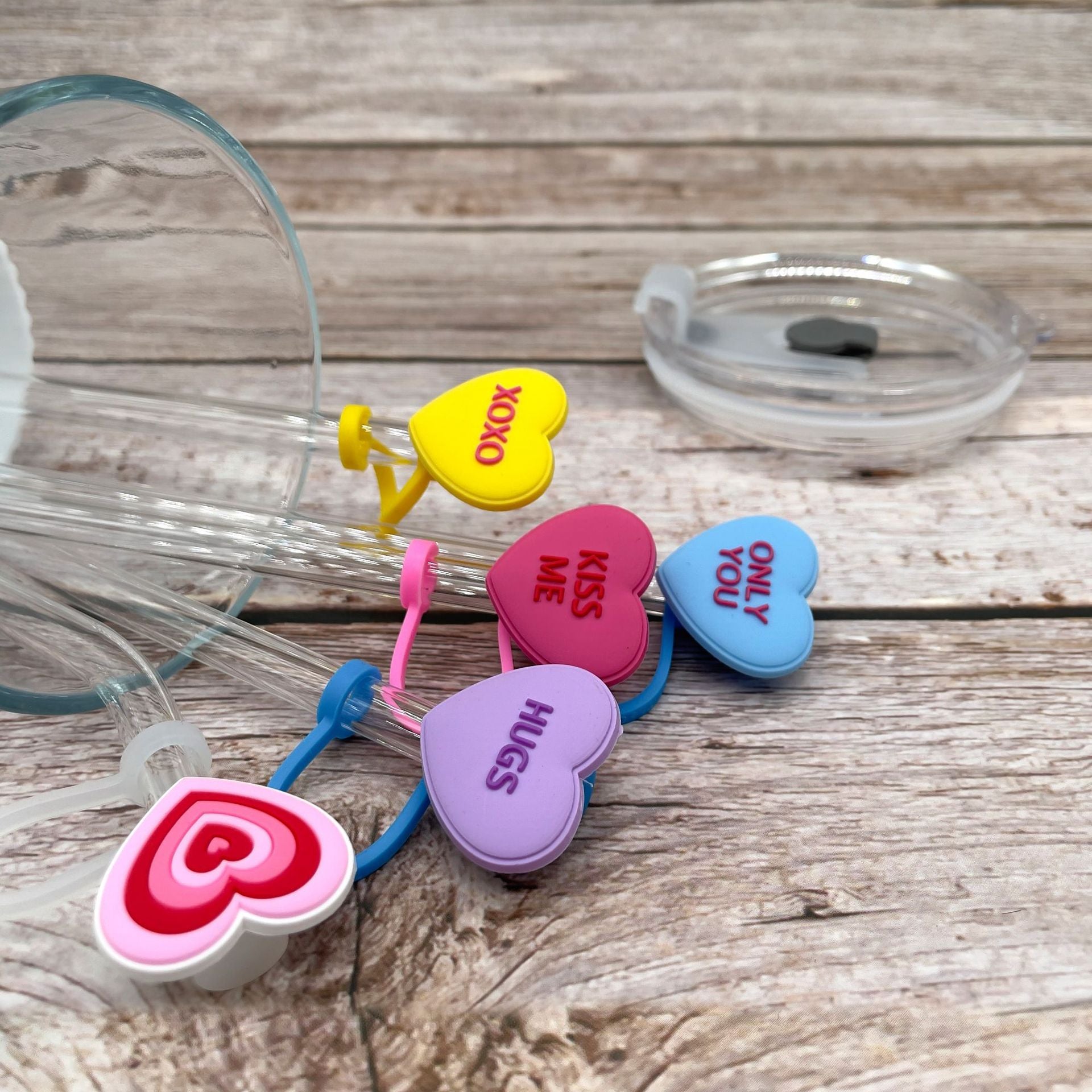 Wholesale 10PCS Valentine's Day Series Silicone Straw Sets